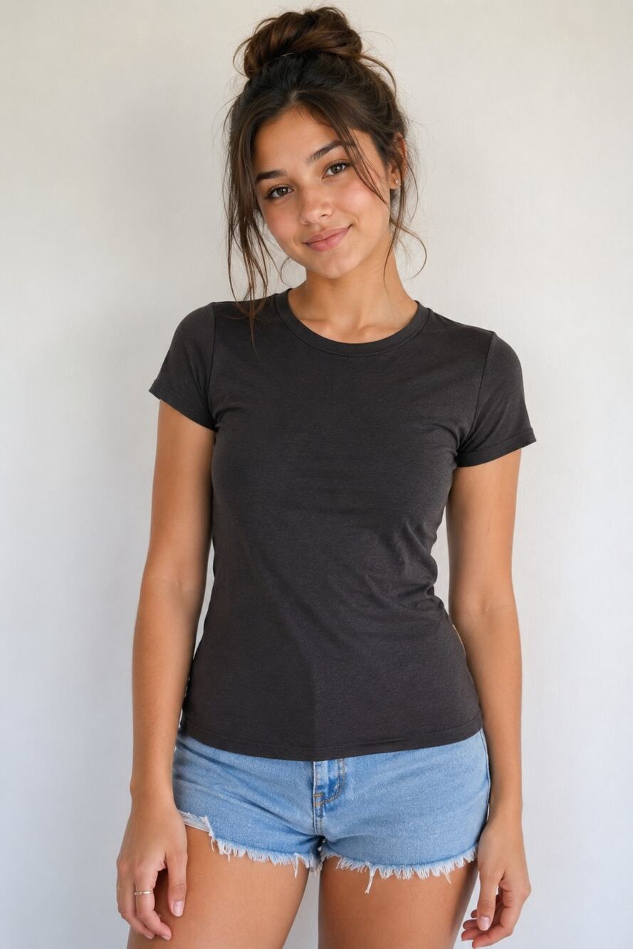 Hollister Basic Tee Women XS Brown Fitted Crewneck Short Sleeve layering top